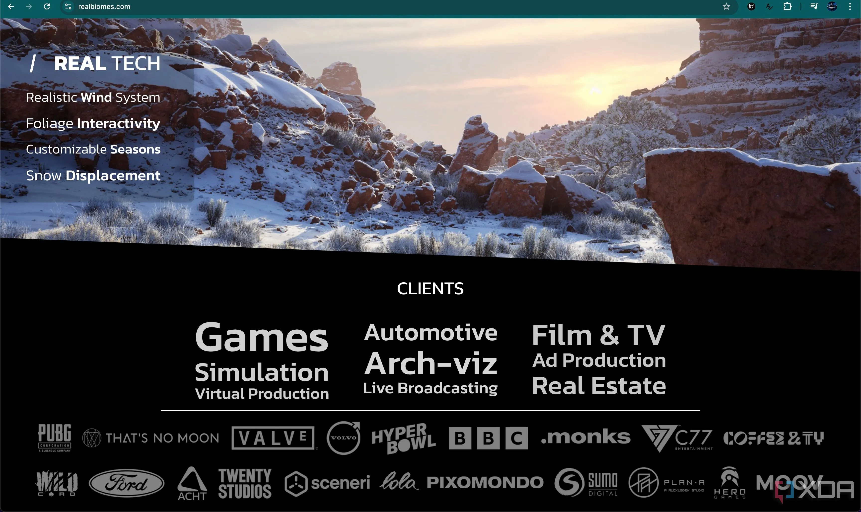 Trang web RealBiomes liệt kê Valve là khách hàng, gợi ý về công nghệ thiết kế môi trường mới.