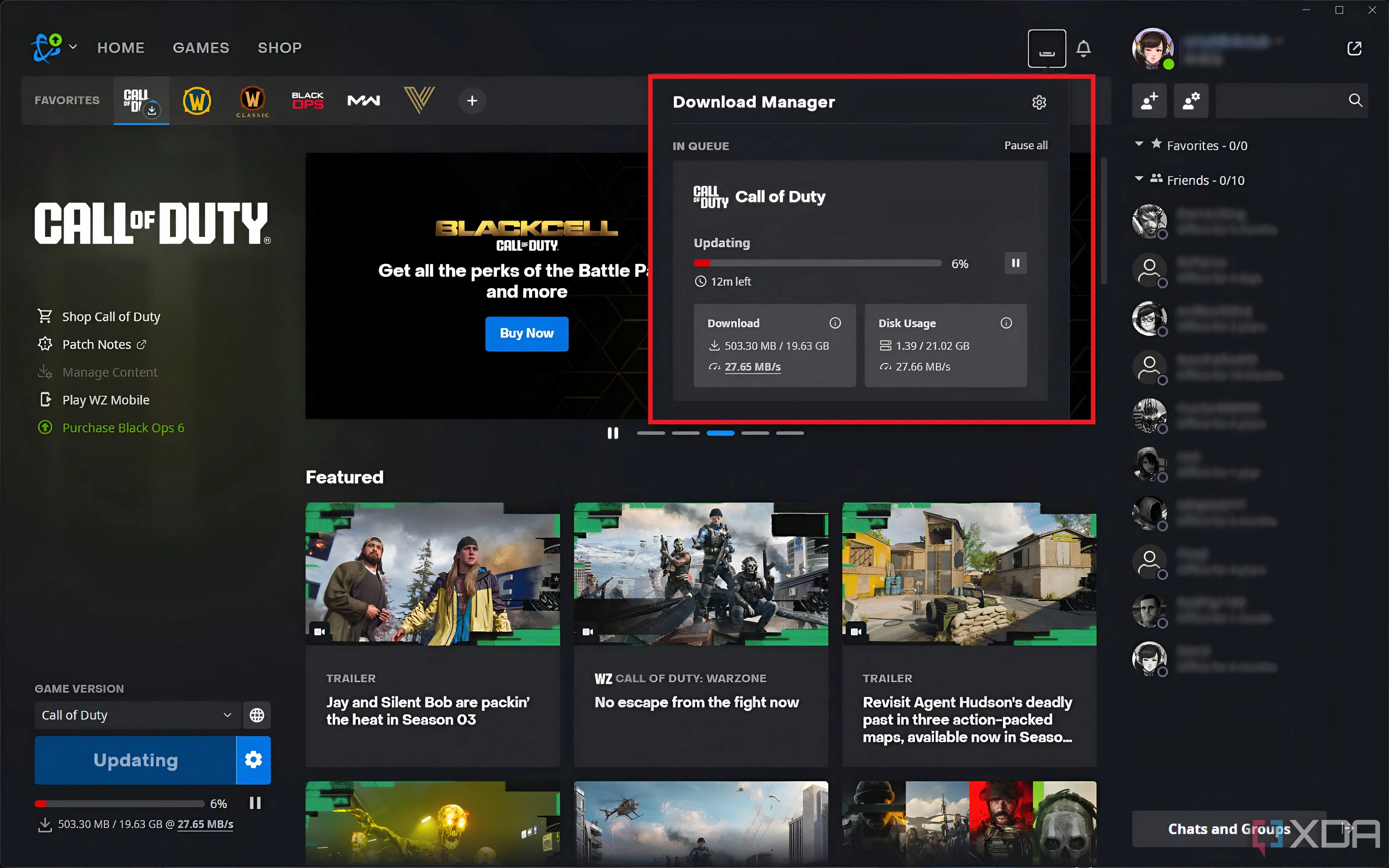 Trình khởi chạy Battle.net cài đặt bản cập nhật cho Call of Duty: Modern Warfare