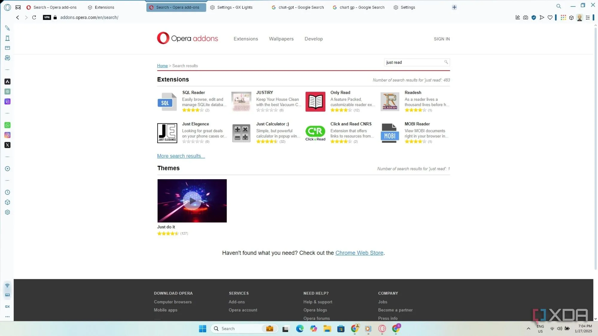 Truy cập cửa hàng tiện ích Chrome Web Store từ trình duyệt Opera GX
