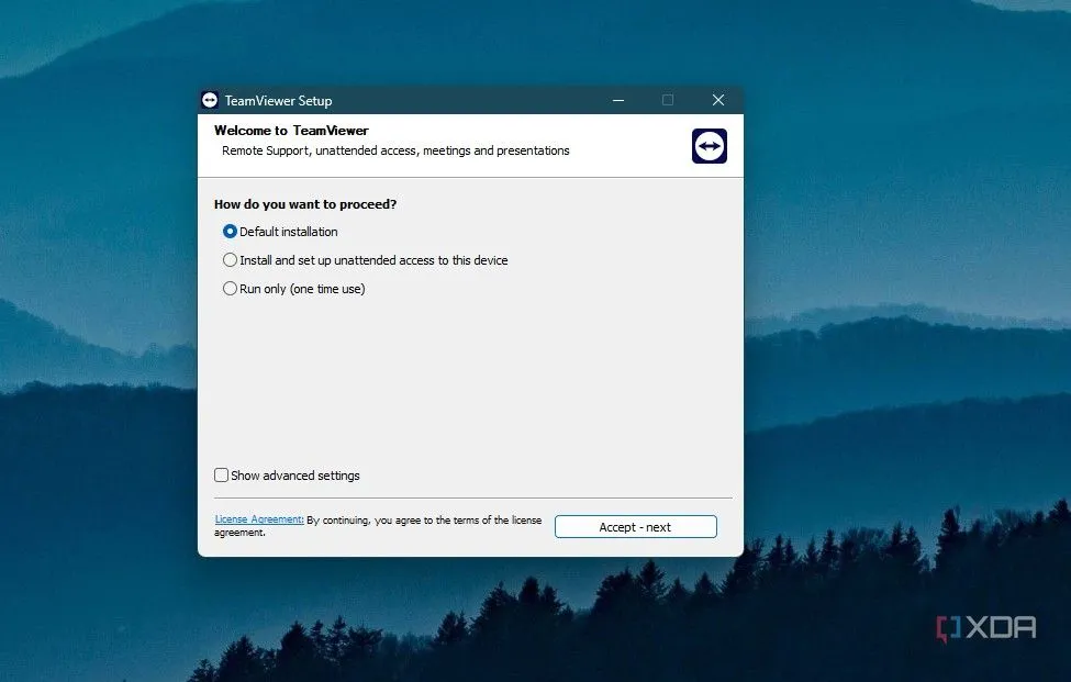 Tùy chọn cài đặt mặc định của phần mềm TeamViewer trên hệ điều hành Windows