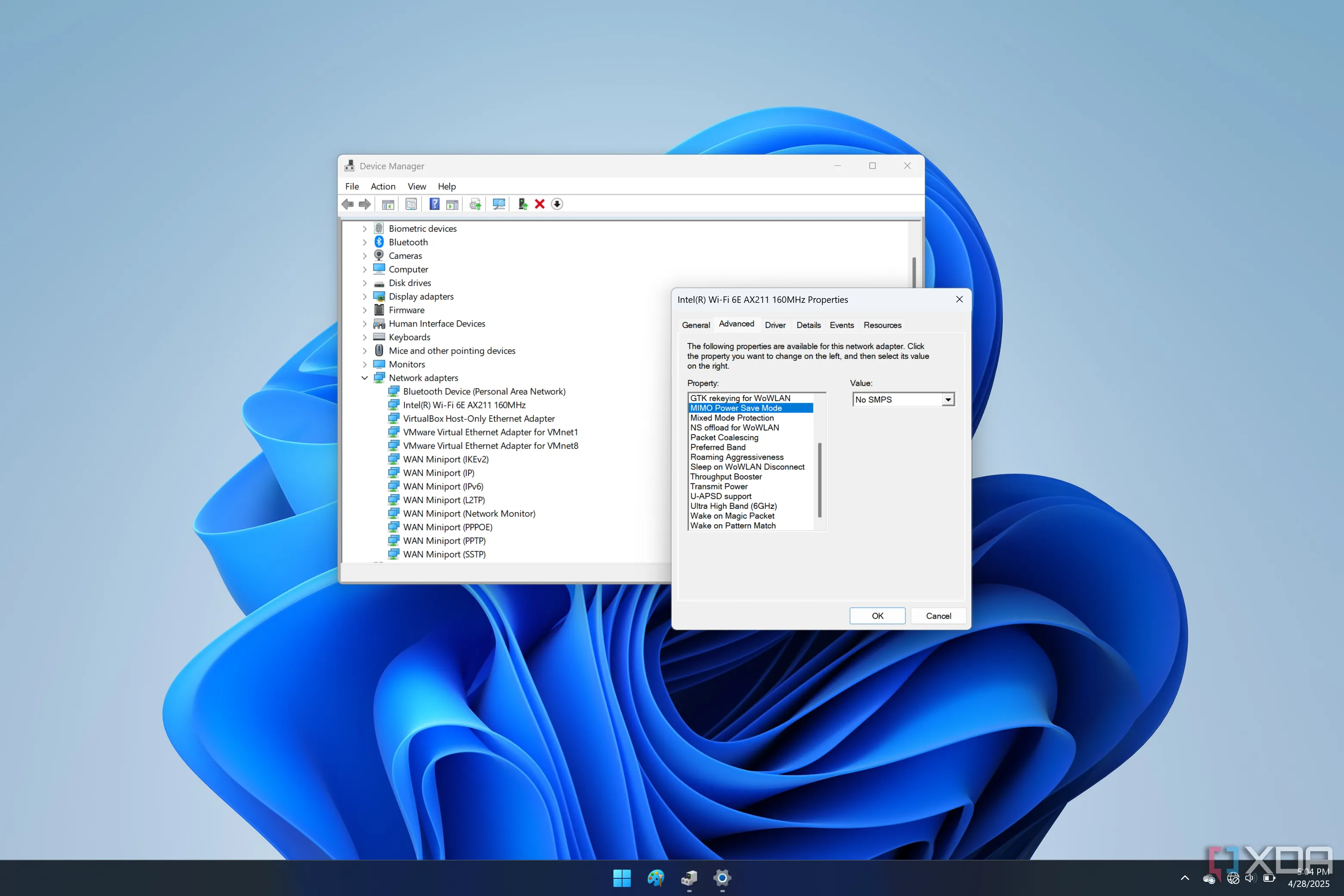 Tùy chọn vô hiệu hóa chế độ tiết kiệm năng lượng Wi-Fi trong cài đặt driver
