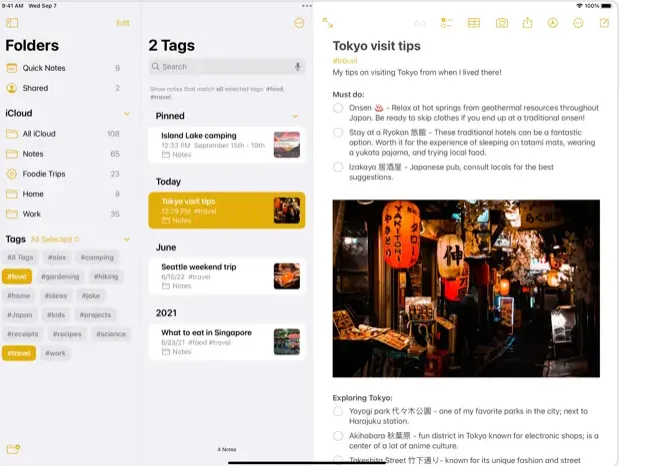 Ứng dụng Apple Notes hoạt động trên iPad, hỗ trợ Apple Pencil