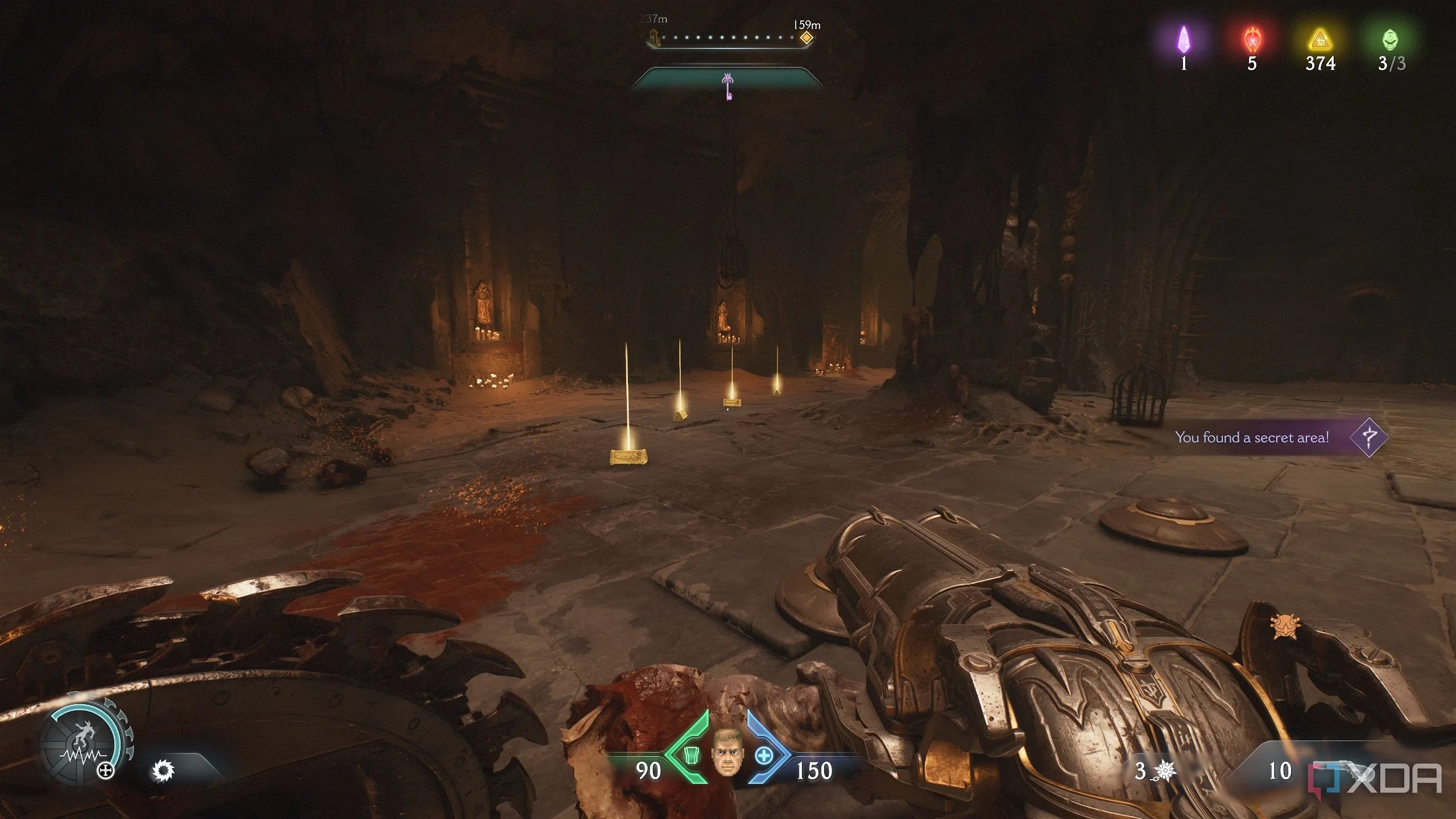 Vệt thanh vàng trong một khu vực bí mật của Doom The Dark Ages.
