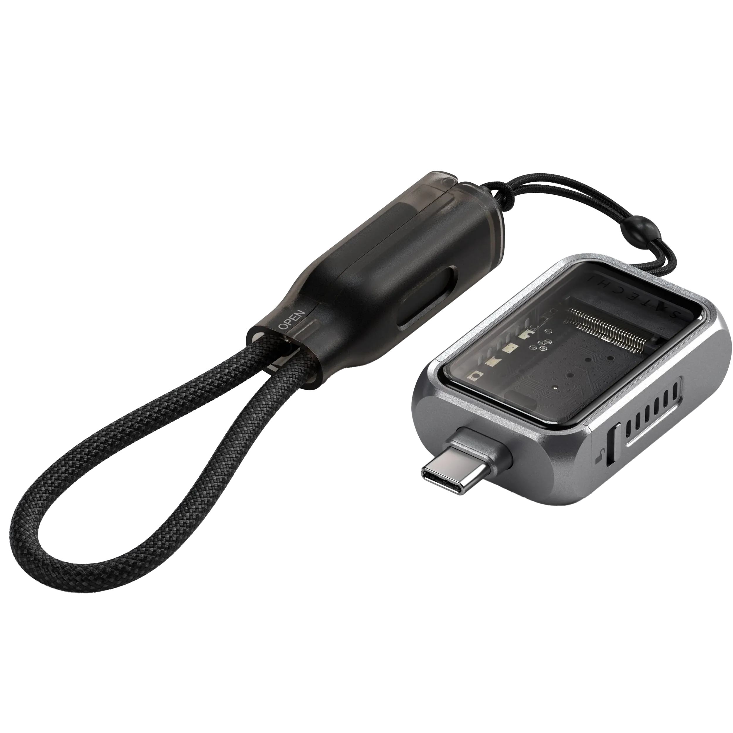 Vỏ bọc SSD Satechi Mini NVMe nhỏ gọn với cổng USB-C, thể hiện tính di động và khả năng chứa ổ cứng dung lượng lớn